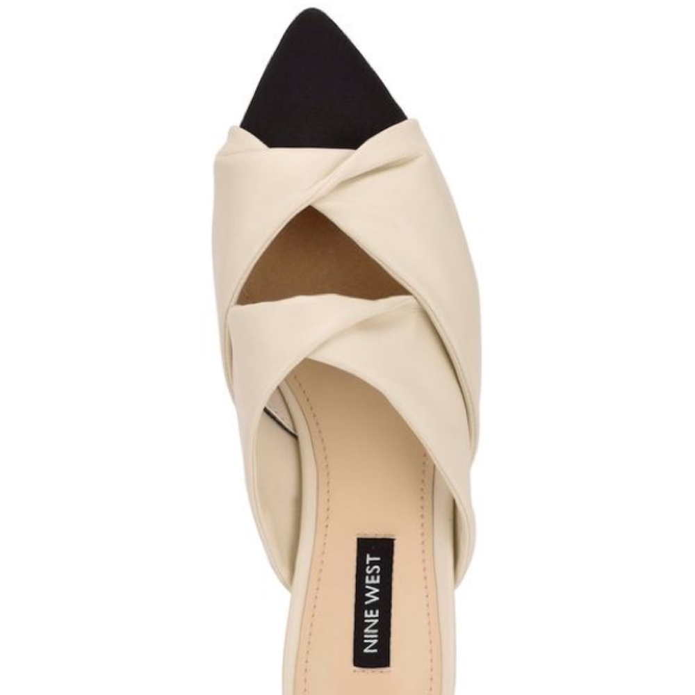 Nine West Cream and Black Mules